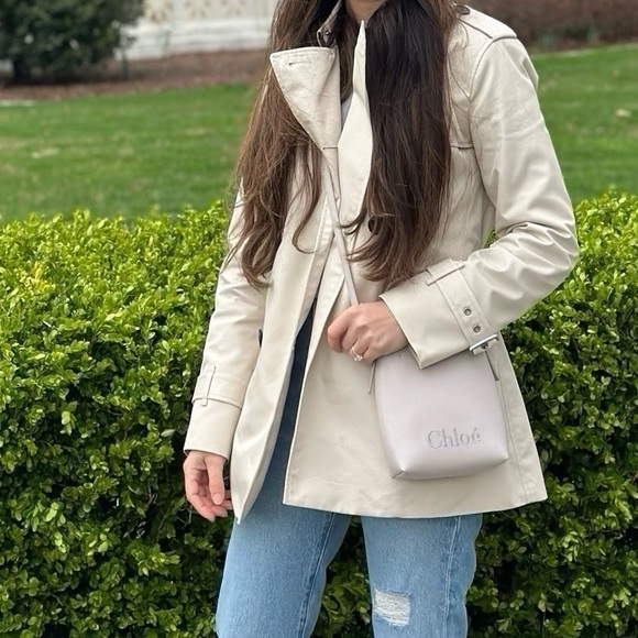 Coach Solid Short Trench Coat Bone Color - Picture 5 of 11